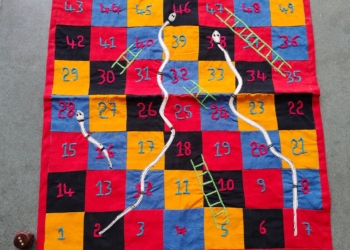 Embroidered snakes & ladders